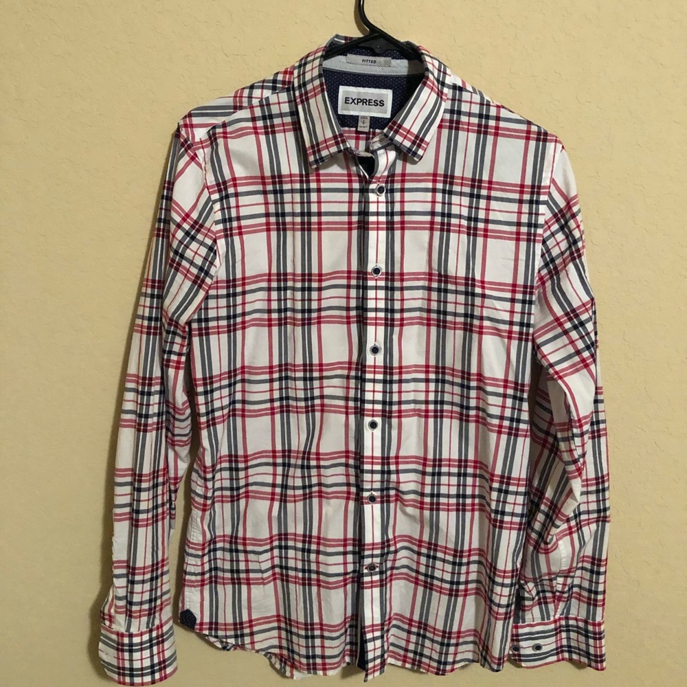 Men's Express Button Up Dress Shirt - Fitted - Small